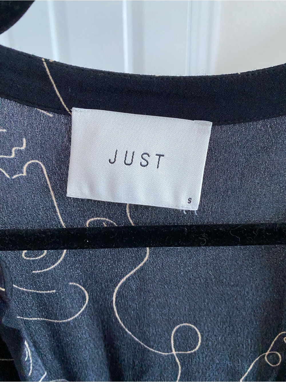 JUST Black Patterned Top with Cream Line Detail